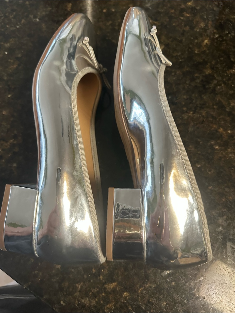 a new day Metallic Silver Block Heel Ballet Flats